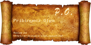 Pribinyecz Olga névjegykártya